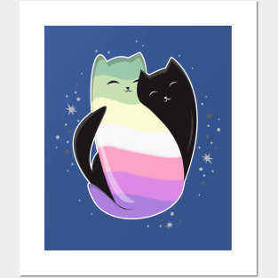 Genderfae Cat LGBT Pride Flag Posters and Art